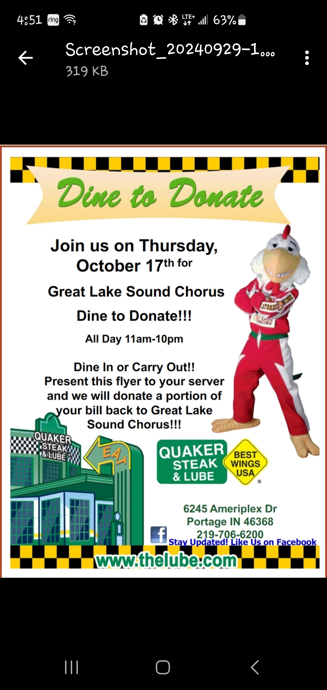 Dine to Donate at Quaker Steak